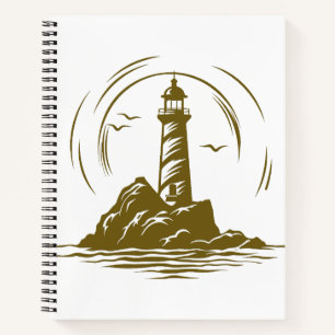 Lighthouse World Travel Adventure Vector Art Notizbuch