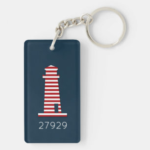 Lighthouse ZIP CODE Nautical Red White Blue Fun Schlüsselanhänger