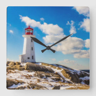 Lighthousen Peggy’s Cove Nova Scotia Quadratische Wanduhr