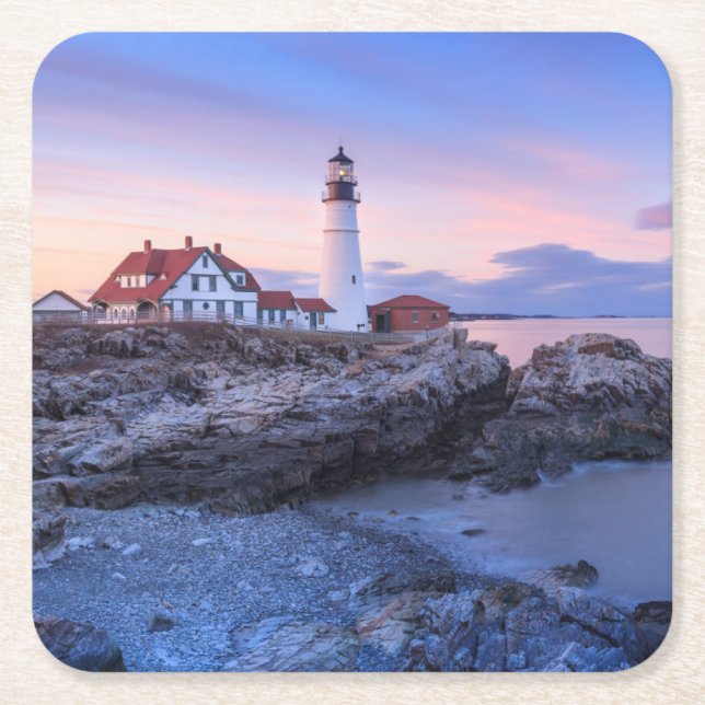 Lighthouses | Cape Elizabeth, Maine Rechteckiger Pappuntersetzer (Vorderseite)