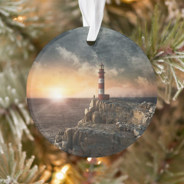 Lighthouses | Red & White Lighthouse Ornament (Baum)