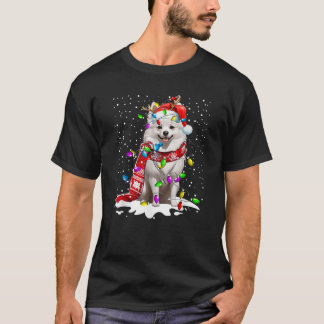 Lighting American Eskimo Dog Christmas  Unisex Adu T-Shirt