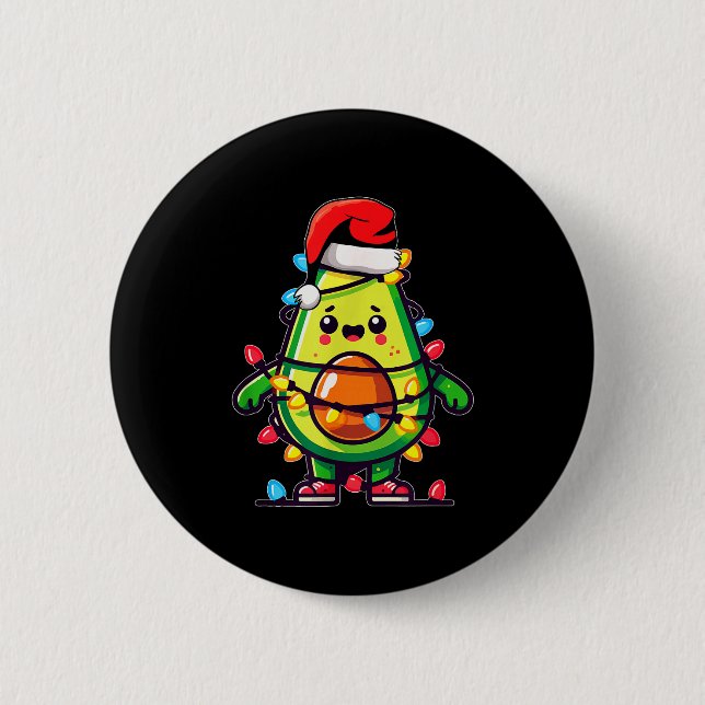 Lighting Avocado Ugly Christmas Sweater Guacamole  Button (Vorderseite)