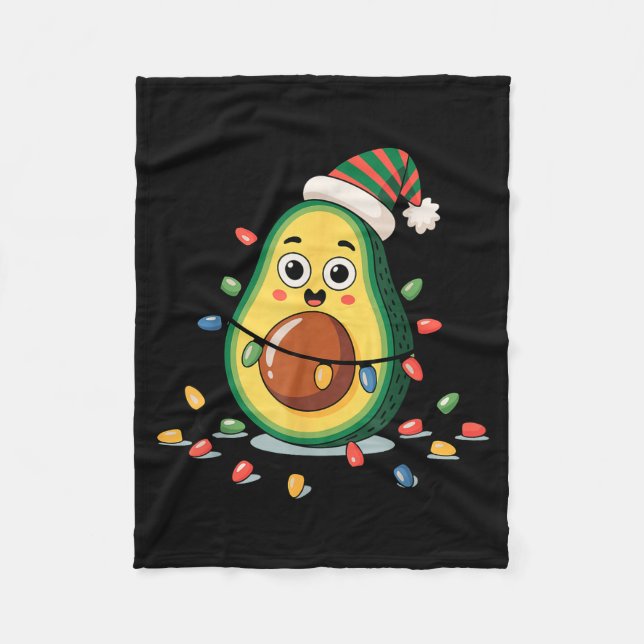 Lighting Avocado Ugly Christmas Sweater Guacamole  Fleecedecke (Vorderseite)