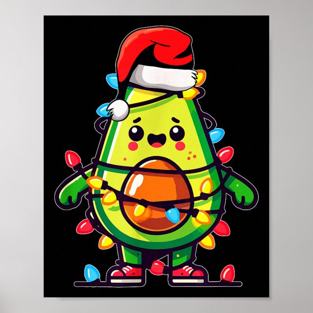 Lighting Avocado Ugly Christmas Sweater Guacamole  Poster (Vorne)