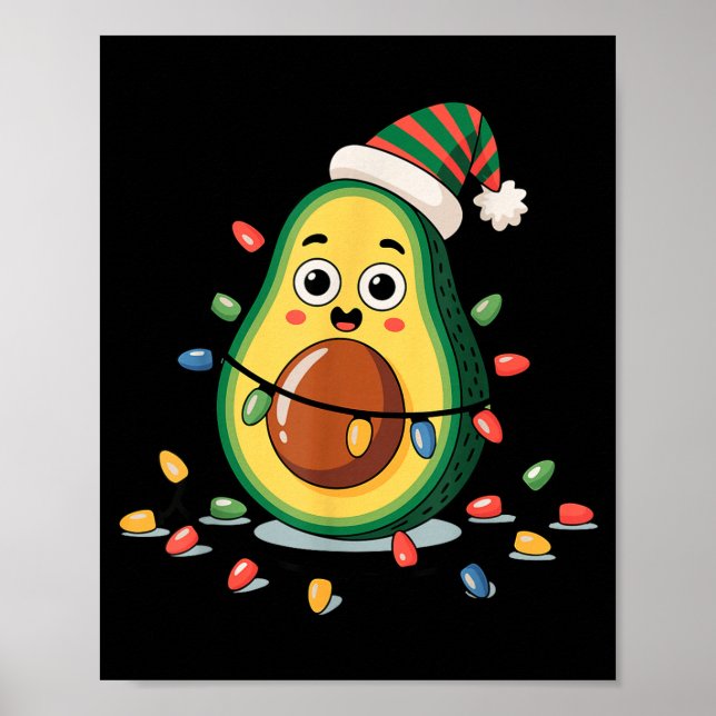 Lighting Avocado Ugly Christmas Sweater Guacamole  Poster (Vorne)