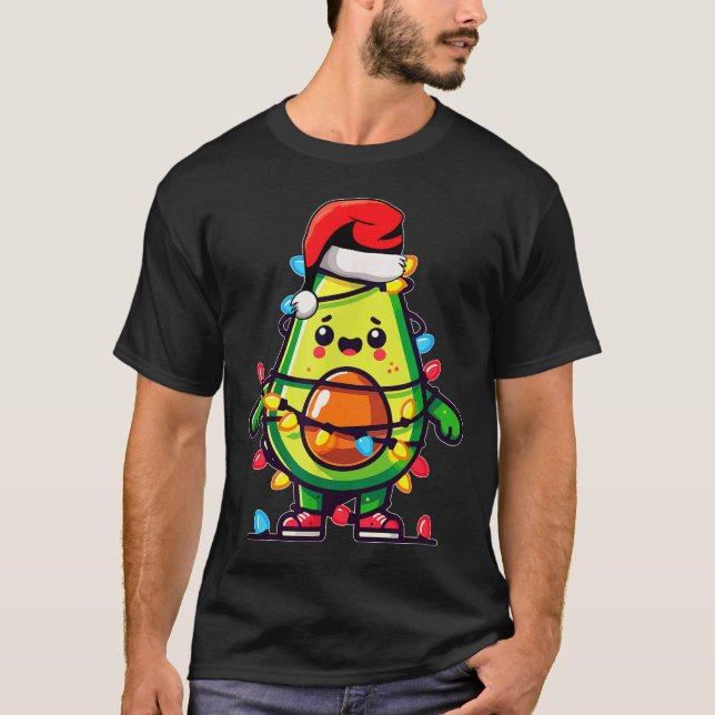 Lighting Avocado Ugly Christmas Sweater Guacamole  T-Shirt (Vorderseite)