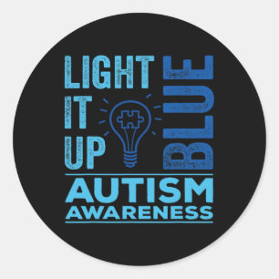 Lighting It Up Blue Autismus Awareness S Runder Aufkleber