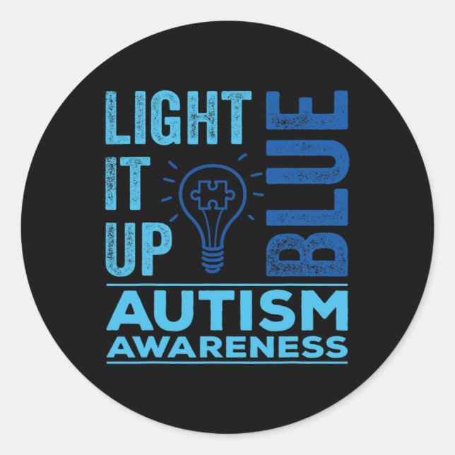 Lighting It Up Blue Autismus Awareness S Runder Aufkleber (Vorderseite)