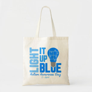Lighting It Up Blue Autismus Awareness Shirt, Auti Tragetasche