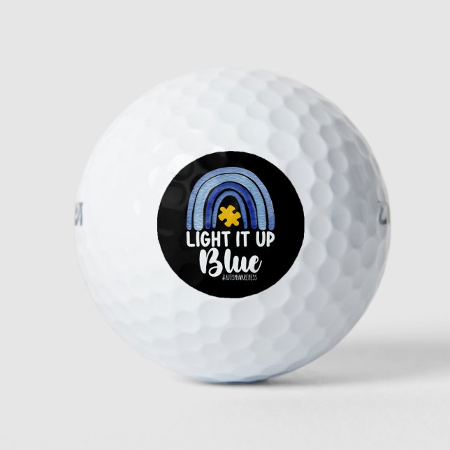 Lighting It Up Blue Rainbow Autismus Awareness Fam Golfball (Vorderseite)