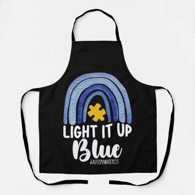 Lighting It Up Blue Rainbow Autismus Awareness Fam Schürze (Vorderseite)