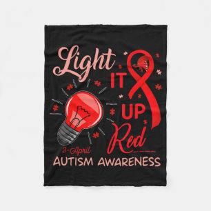 Lighting It Up Red Autismus Awareness Puzzle Männe Fleecedecke