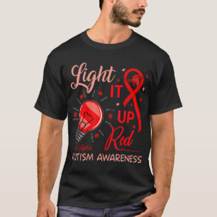 Lighting It Up Red Autismus Awareness Puzzle Männe T-Shirt