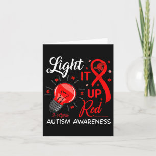 Lighting It Up Red Autismus Awareness Ribbon Puzzl Karte