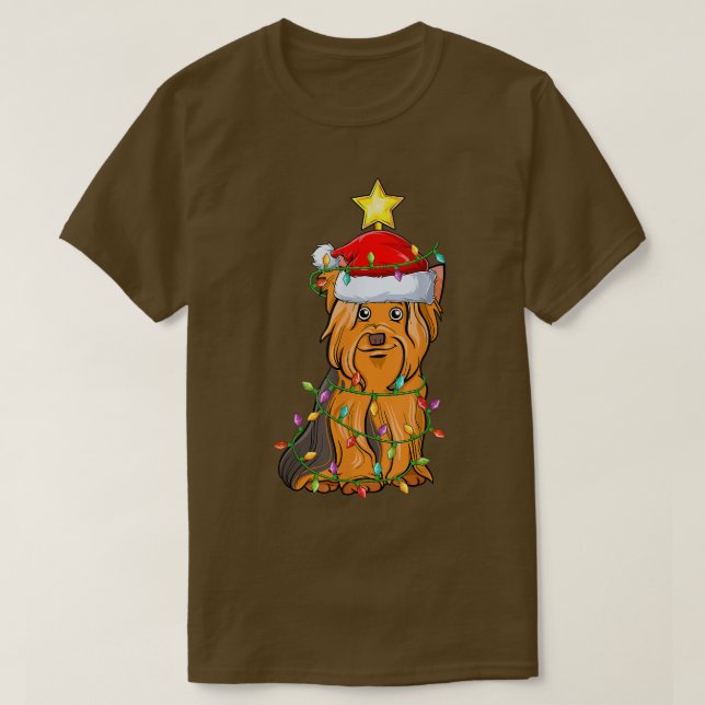 Lighting Xmas Tree Matching Yorkshire Terrier Chri T-Shirt (Design vorne)