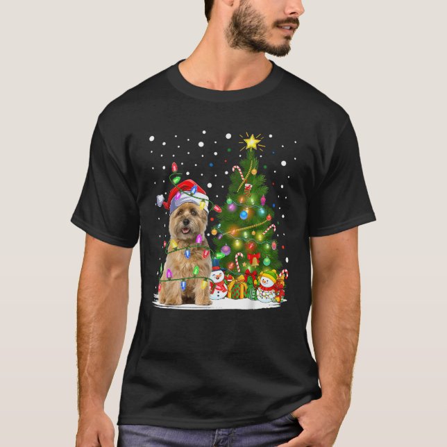 Lighting Xmas Tree Santa Cairn Terrier Dog Christm T-Shirt (Vorderseite)