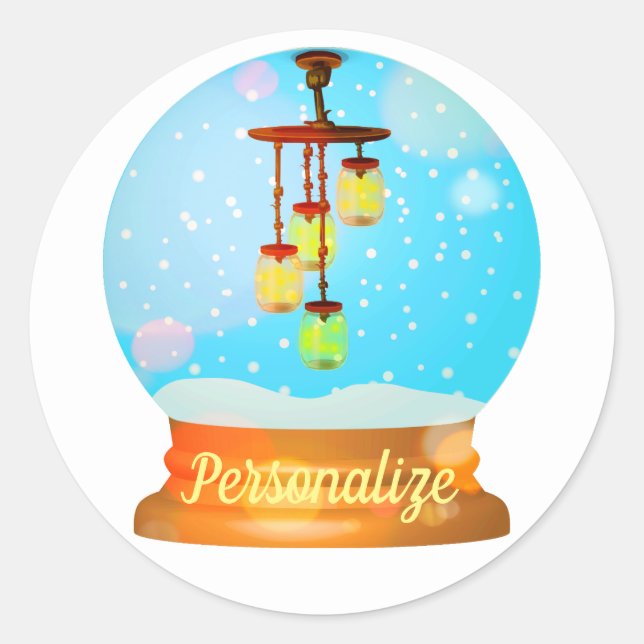 Lightning Bug Laternenschneekugel Runder Aufkleber (Vorderseite)