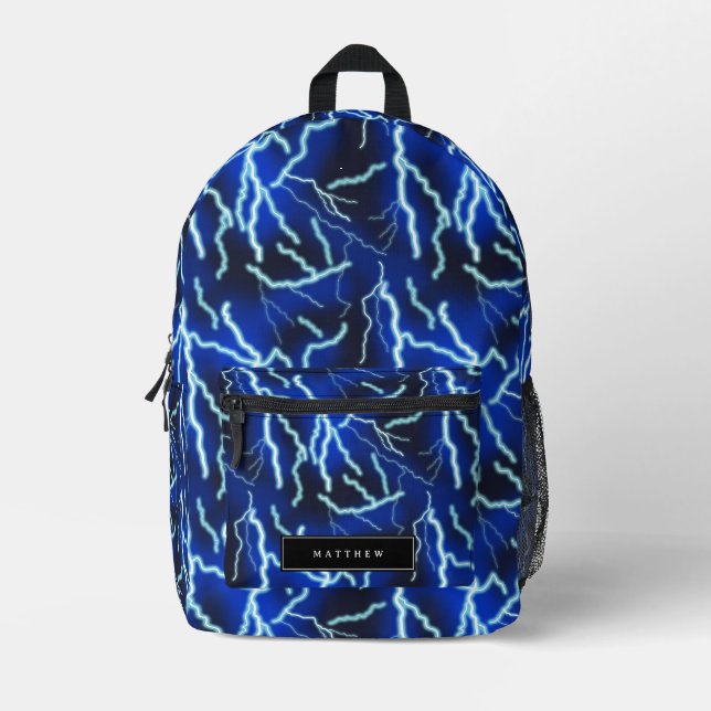 Lightning Electricity Thunderstorm Night Sky Bedruckter Rucksack (Vorderseite)