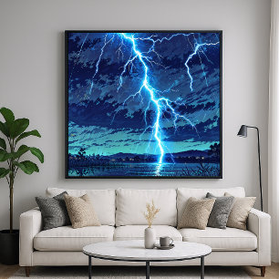 Lightning Lake - Illustrationsstil Naturkunst Poster