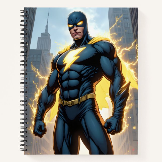 Lightning Man Superhero Notizbuch (Vorderseite)
