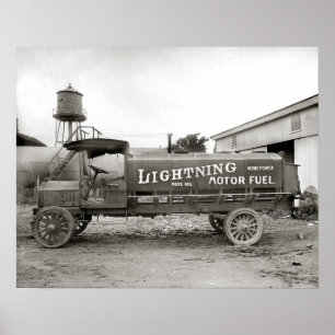 Lightning-Motortreibstoffwagen, 1920. Altes Foto Poster