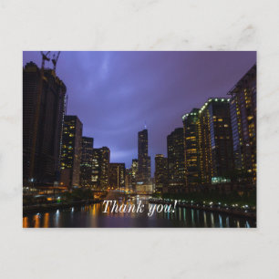 Lightning Over Chicago River Danke Postcard Postkarte