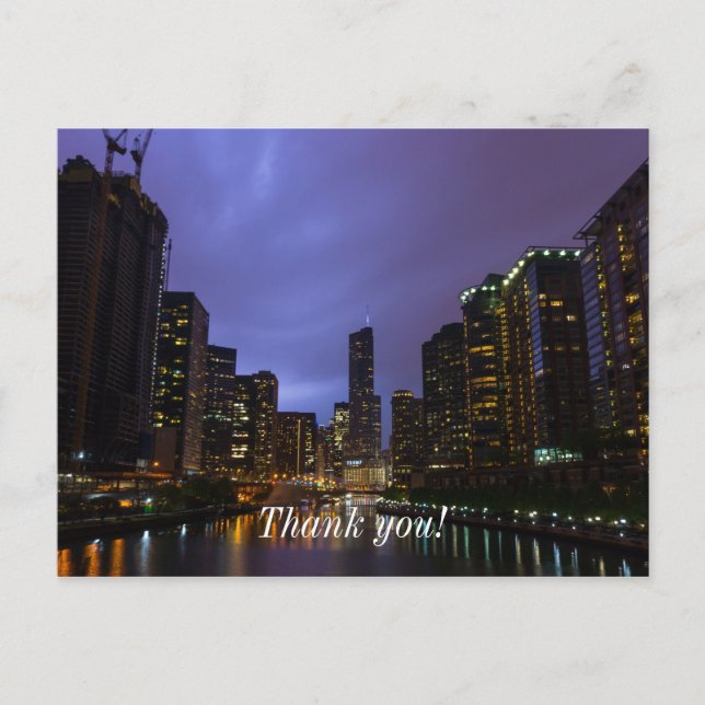 Lightning Over Chicago River Danke Postcard Postkarte (Vorderseite)