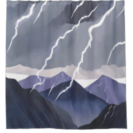 Lightning Storm | Watercolor Dark Mountains Duschvorhang