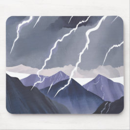 Lightning Storm | Watercolor Dark Mountains Mousepad