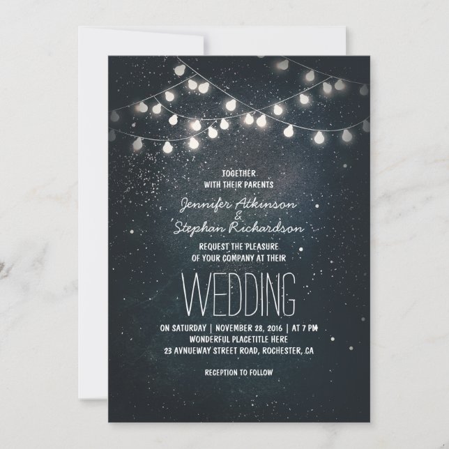 Lights and Night Stars Vintag Elegante Hochzeit Einladung (Vorderseite)