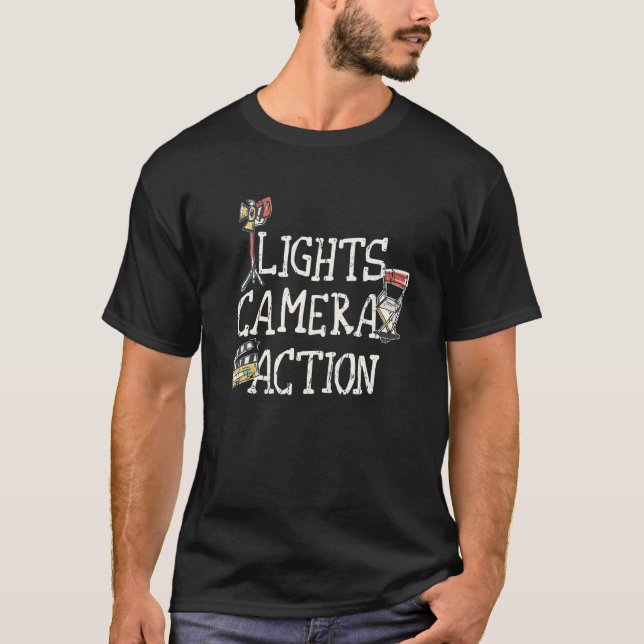 Lights Camera Action Film Director T Shirt (Vorderseite)