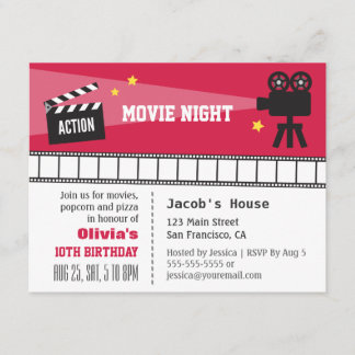 Lights Camera Action Movie Night Geburtstagspartei Einladung