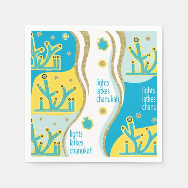 Lights Latkes Chanukah Serviette (Vorderseite)
