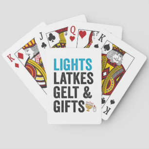 Lights latkes gelt & Gifts Funny Jewish Hanukkah Spielkarten