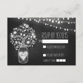 Lights mason jar chalkboard Hochzeit RSVP Karten