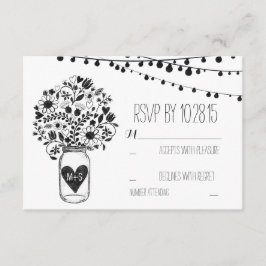 Lights mason jar weiße Hochzeit RSVP Karten