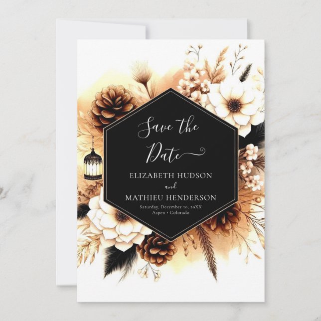 Lights Rustikale Hochzeit Save The Date (Vorderseite)