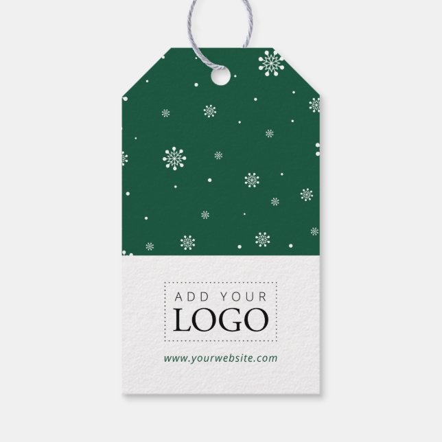 Lights & Snow Green Frohe Weihnachtsgotteslogos Geschenkanhänger (Rückseite)