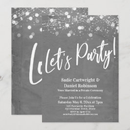 Lights Textured Let's Party Gray Empfang nur Einladung