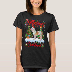 Lights Xmas Tree Santa American Bulldog Weihnachte T-Shirt