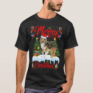 Lights Xmas Tree Santa Shetland Sheepdog Weihnacht T-Shirt
