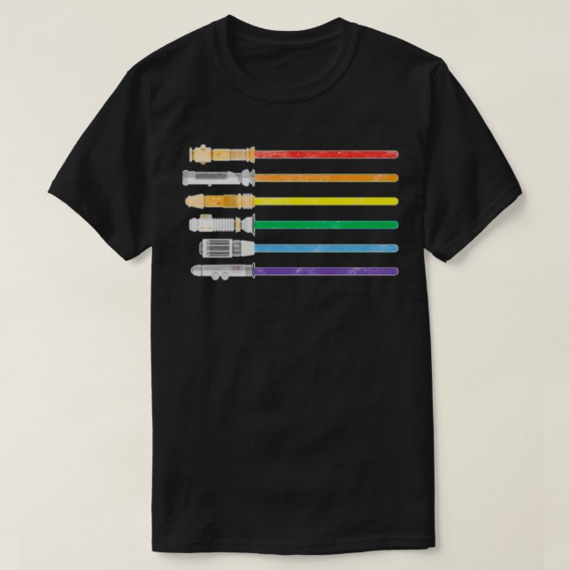 Lightsaber Rainbow Gay Pride Lesbian Lgbt T-Shirt (Design vorne)