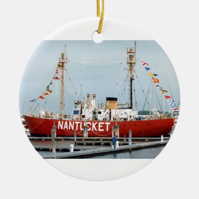 Lightship Nantucket mit prachtvollen Flaggen Keramikornament (Vorne)