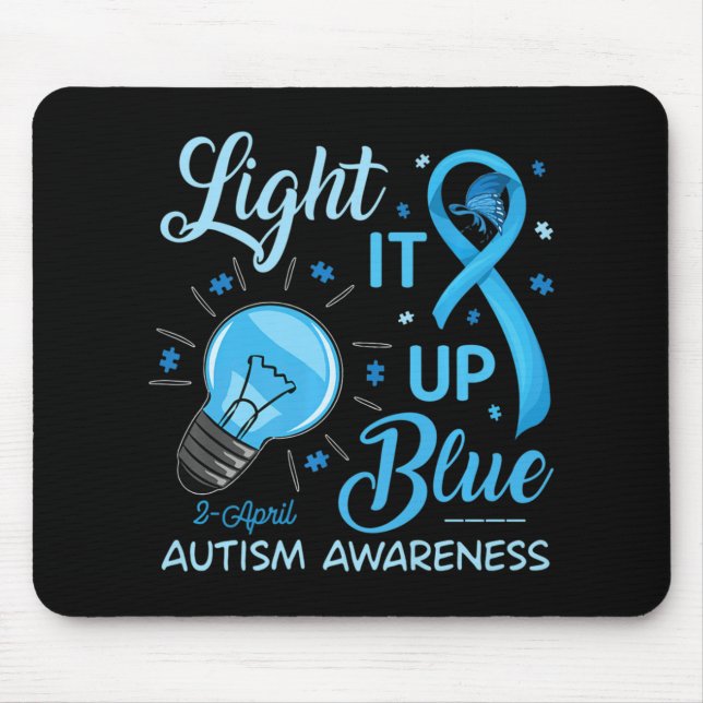 Lighup Blue Autismus Bewusstsein Rätsel Männer Fra Mousepad (Vorne)
