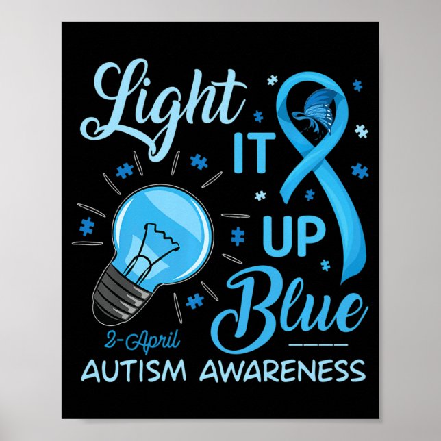 Lighup Blue Autismus Bewusstsein Rätsel Männer Fra Poster (Vorne)