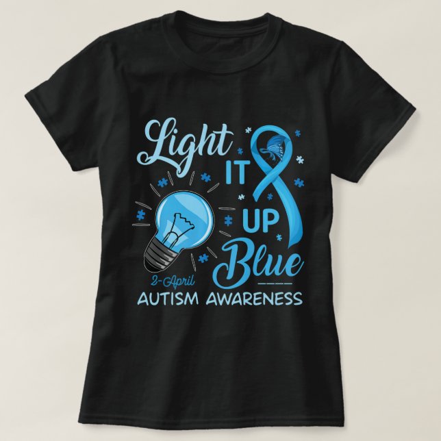 Lighup Blue Autismus Bewusstsein Rätsel Männer Fra T-Shirt (Design vorne)