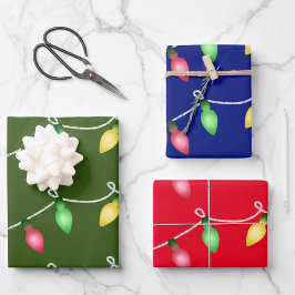 Lighup of Holidays Wrapping Paper 3 Sheets Geschenkpapier Set