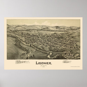 Ligonier, PA Panorama Karte - 1900 Poster
