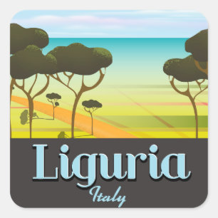 Liguria Italytravel poster Quadratischer Aufkleber